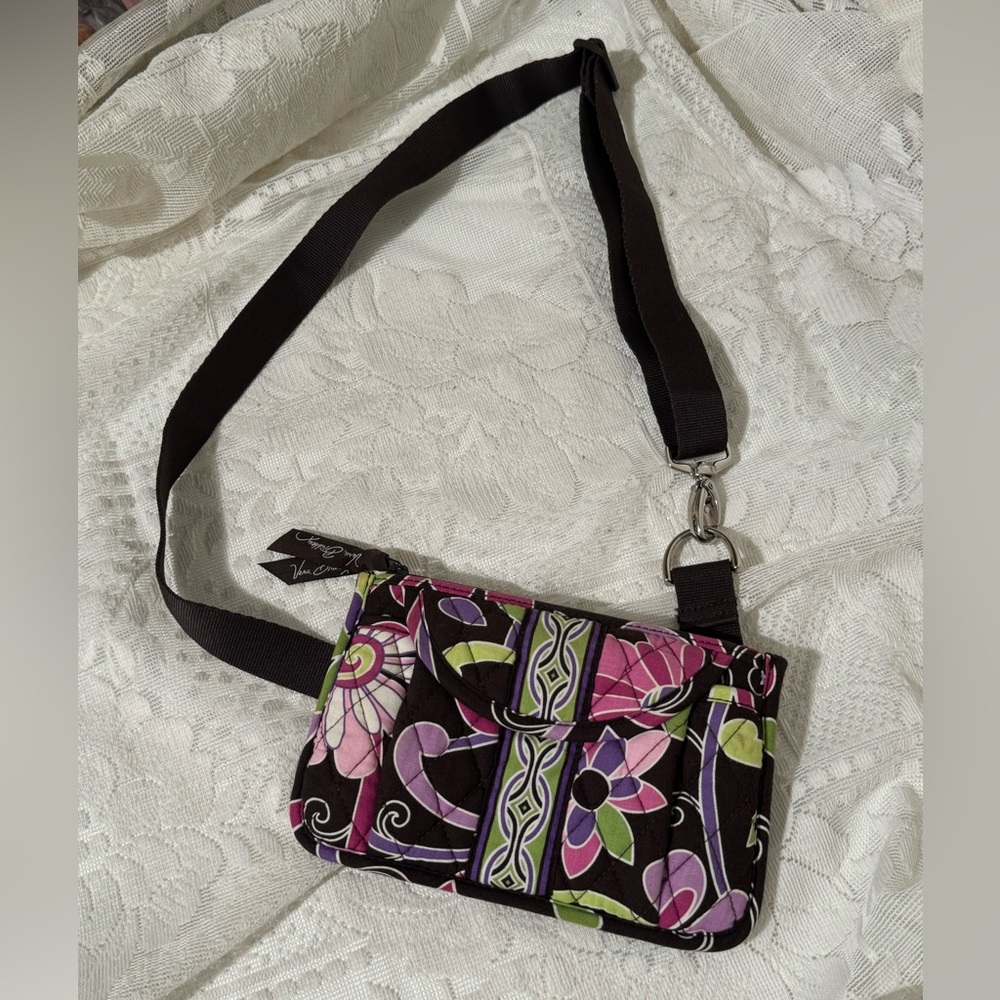 Vera Bradley Purple Punch Belt Bag Floral Pattern Brown Purple Green -Fanny Pack